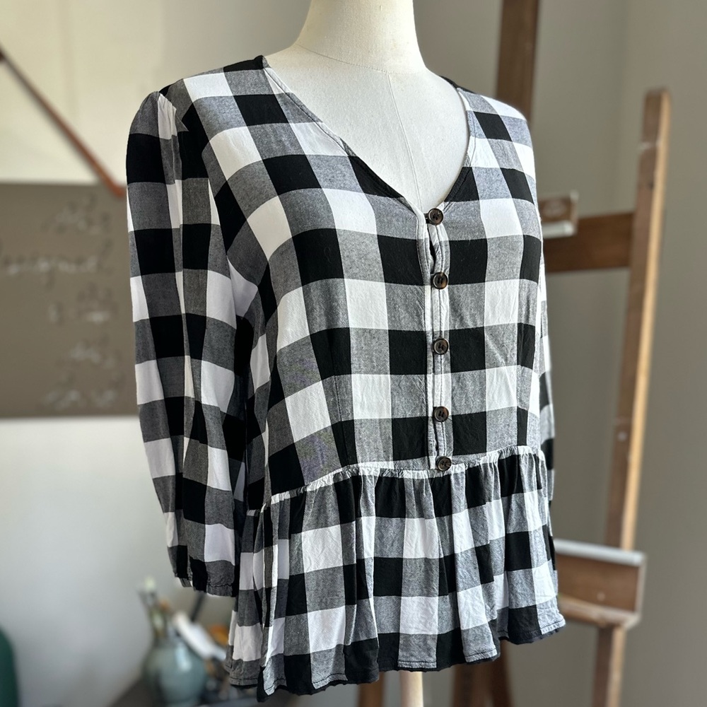 Matilda Jane | Good Hart Belmont Buffalo Check Peplum Top